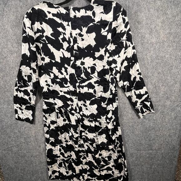 Vintage Silk Studio Dress 12 Black White 100% Silk Long Dress - Picture 6 of 10